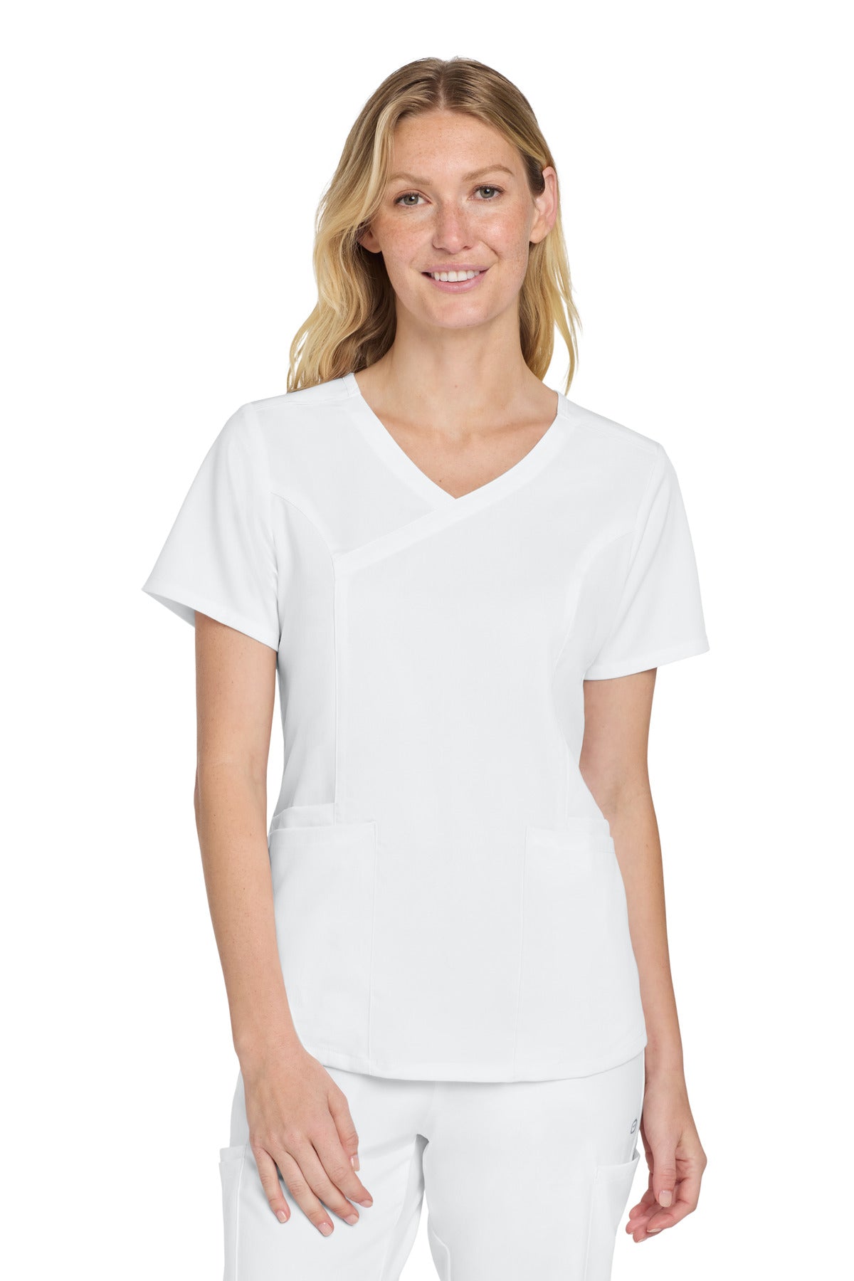 Wink Women's Premiere Flex Mock Wrap Top - White