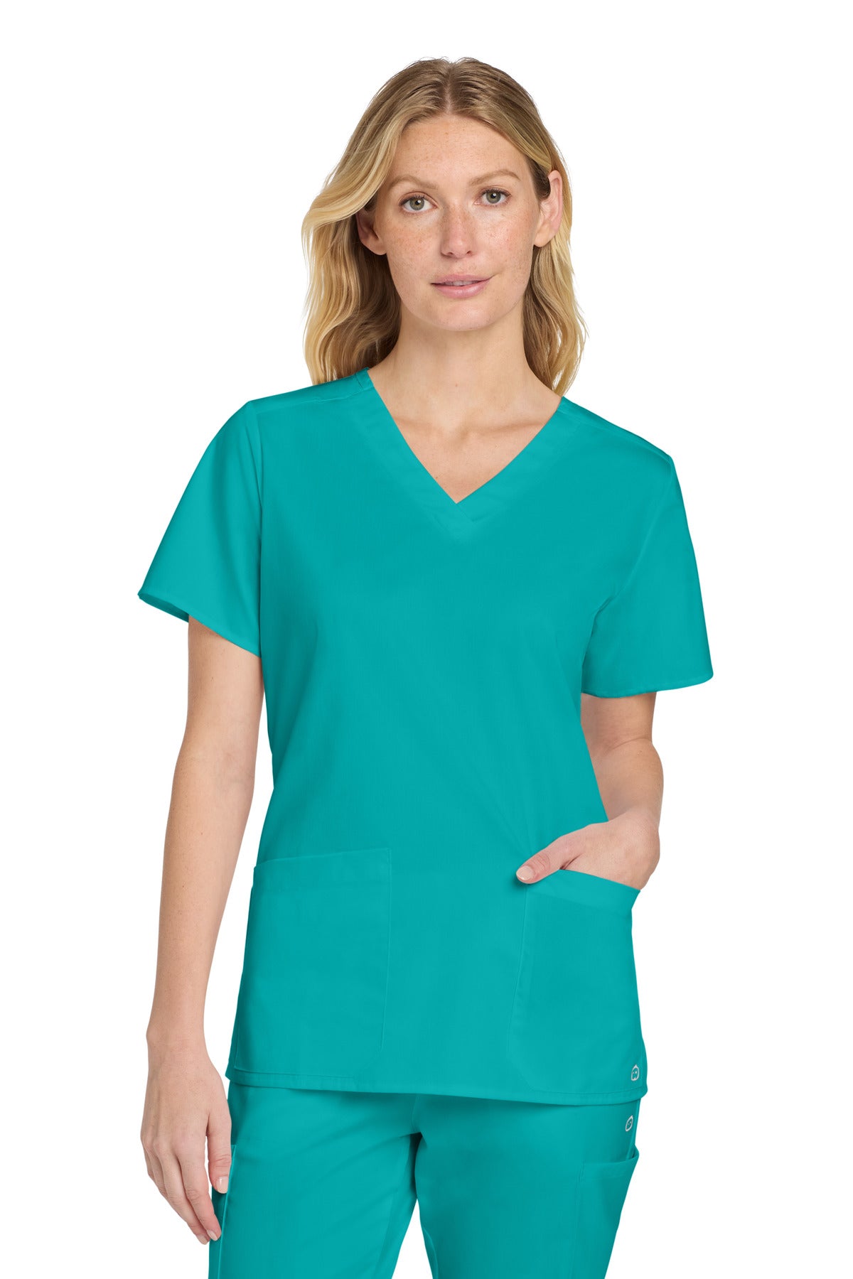 Wink Women's WorkFlex V-Neck Top - Teal Blue