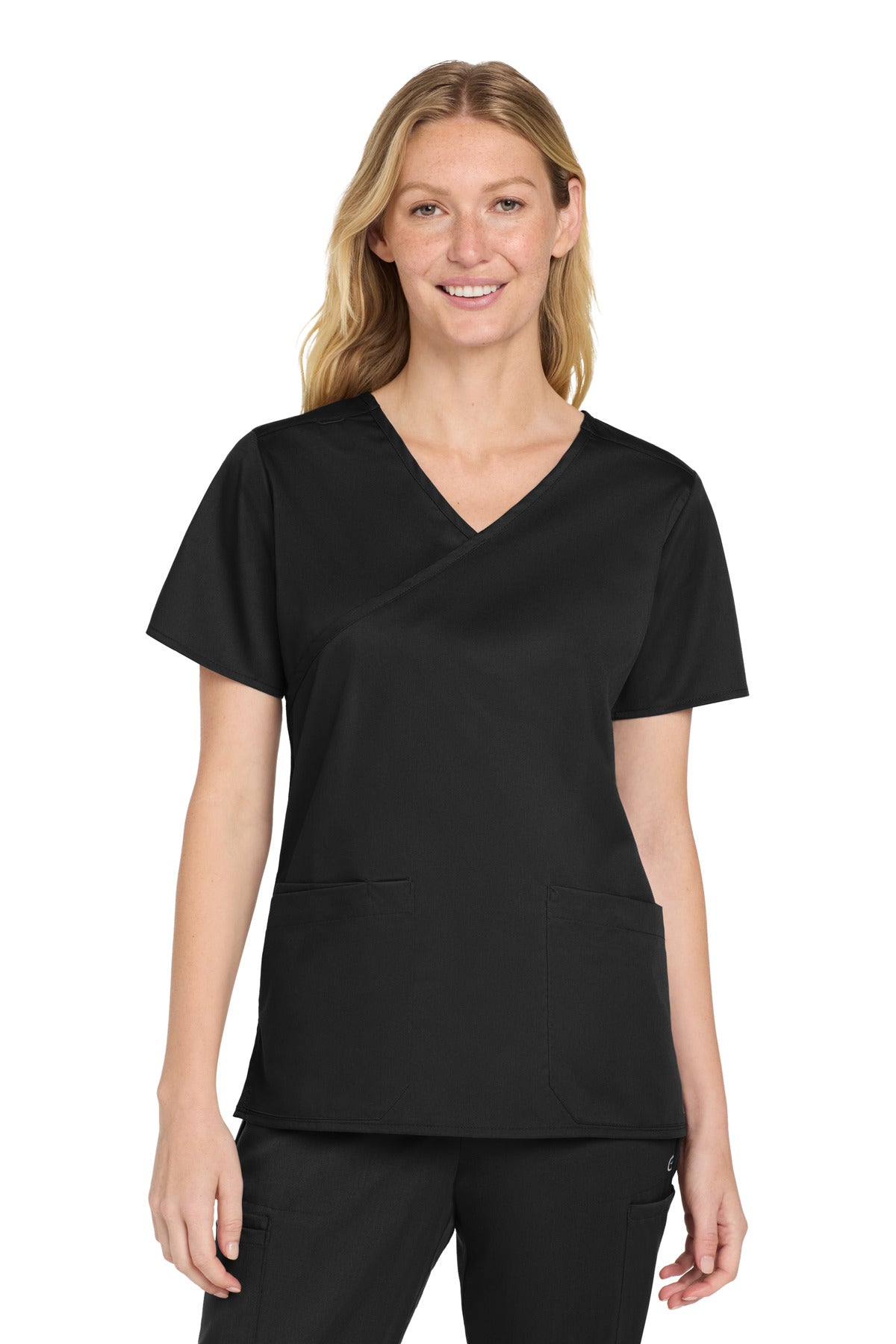 Wink Women's WorkFlex Mock Wrap Top - Black