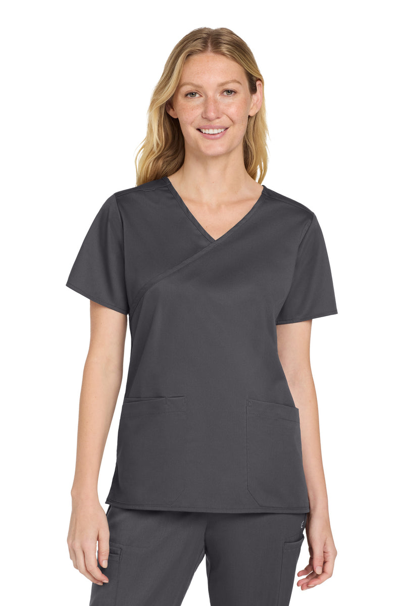 Wink Women's WorkFlex Mock Wrap Top - Pewter
