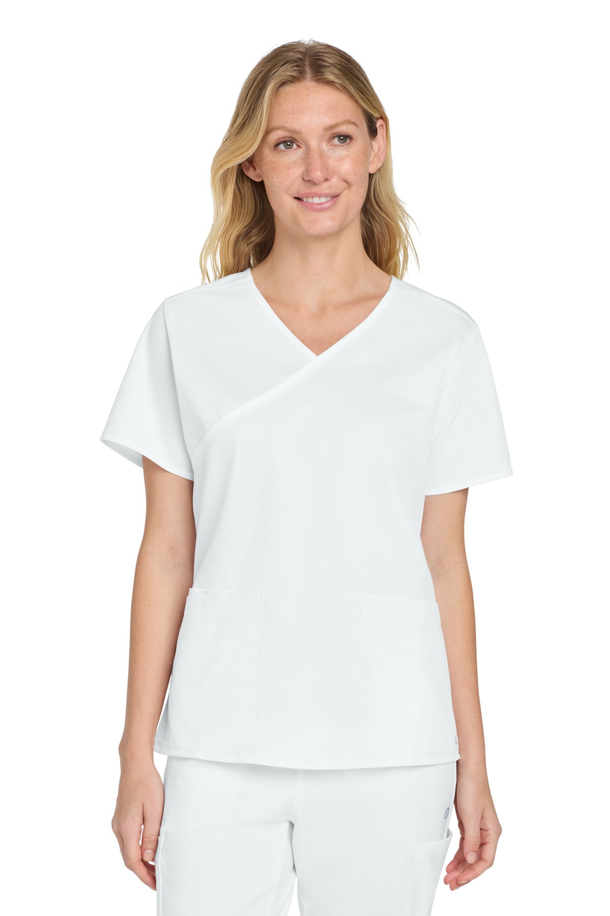 Wink Women's WorkFlex Mock Wrap Top - White