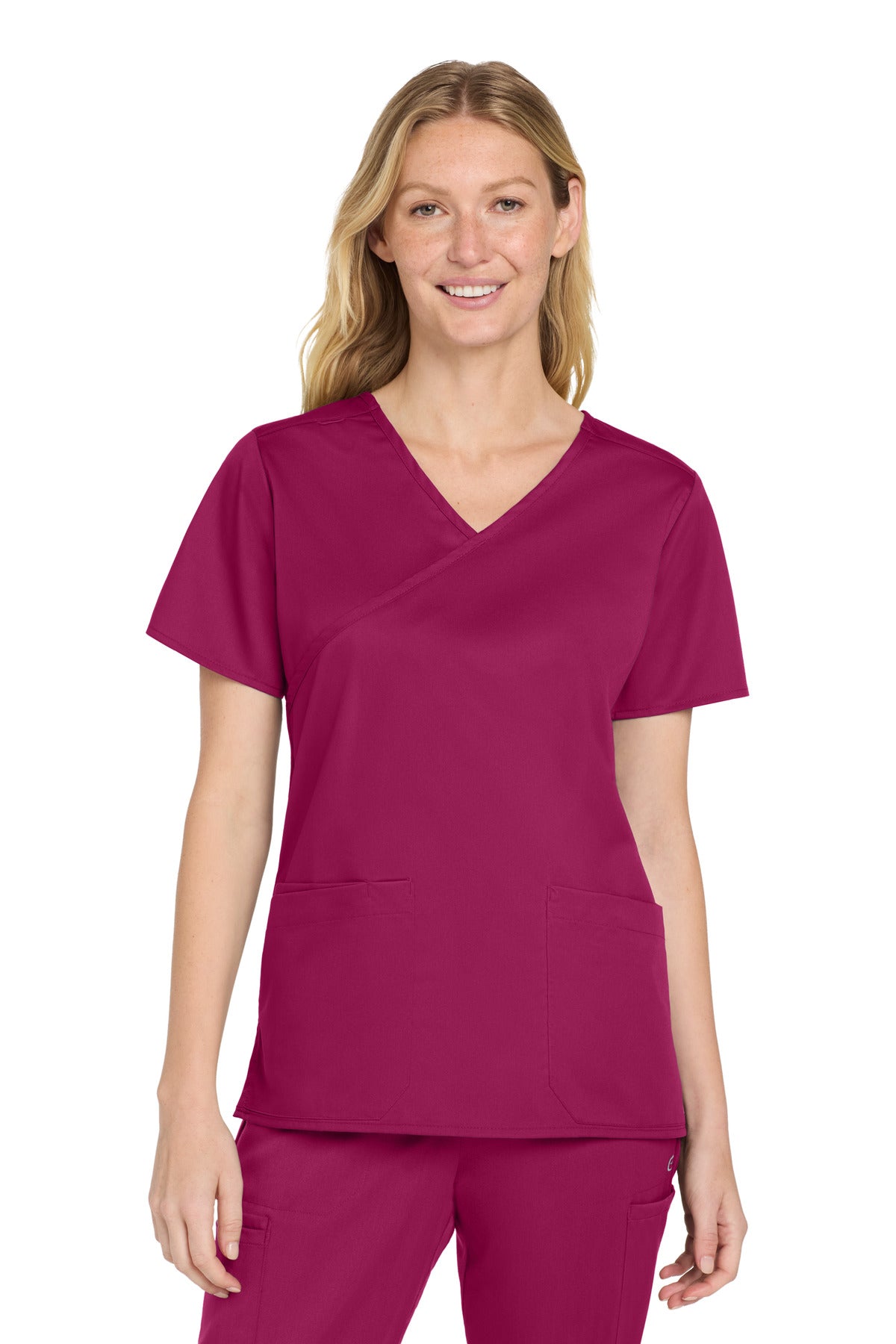 Wink Women's WorkFlex Mock Wrap Top - Wine