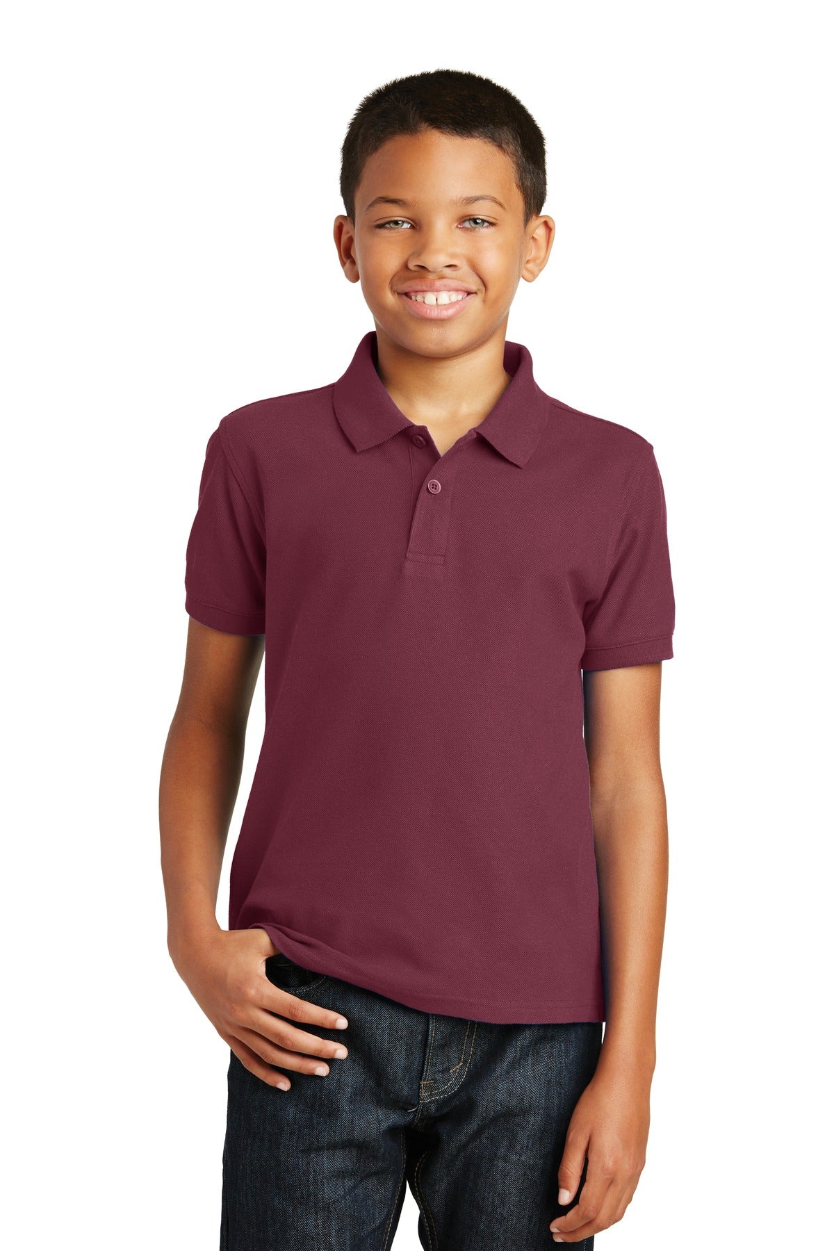Port Authority Youth Core Classic Pique Polo - Burgundy