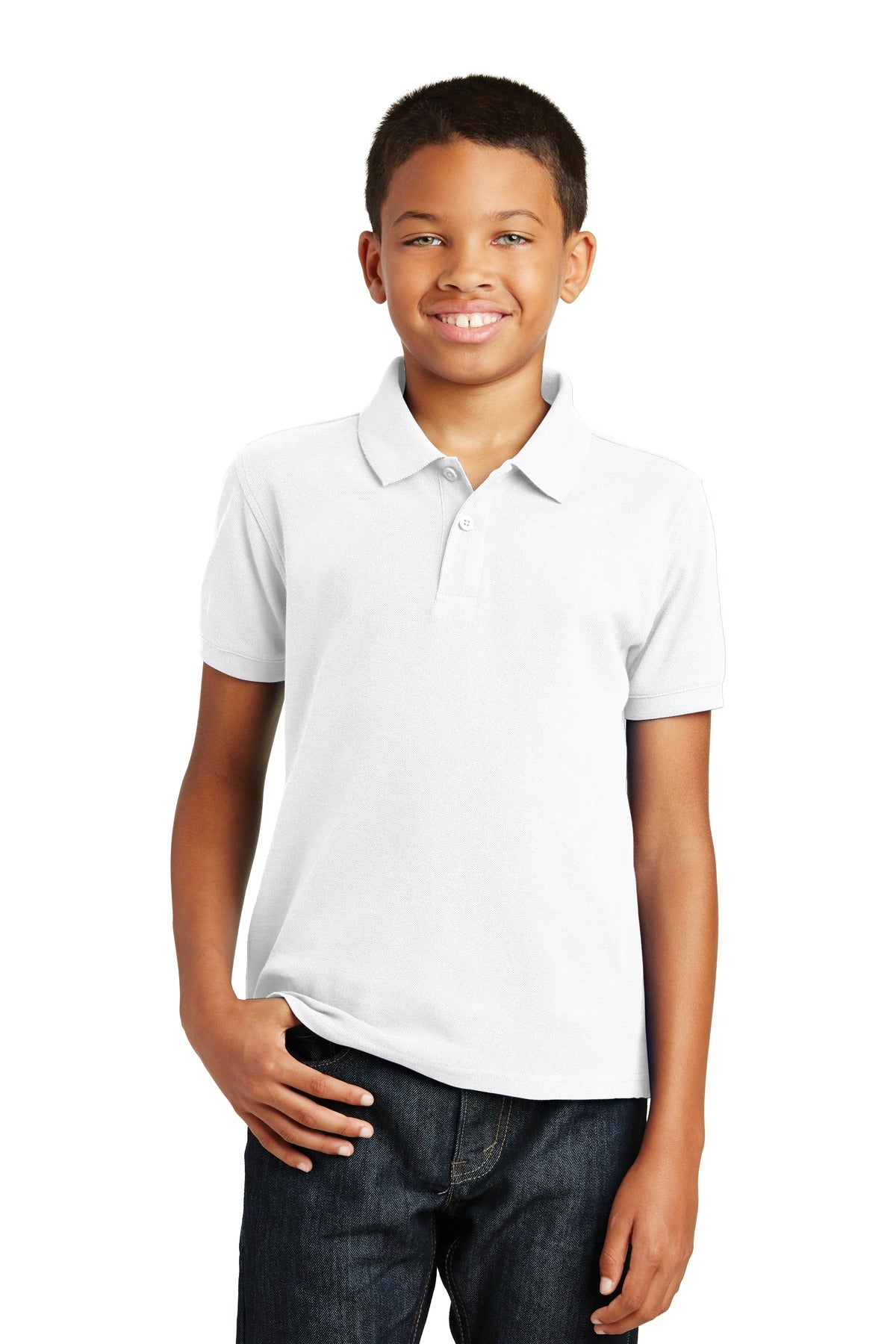 Port Authority Youth Core Classic Pique Polo - White