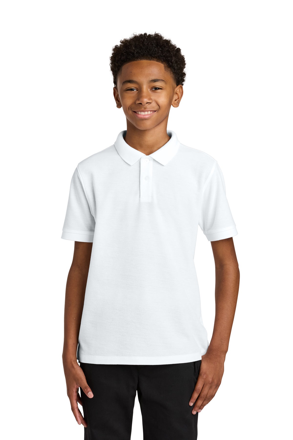 Port Authority Youth Wearever Signature Pique Polo - White