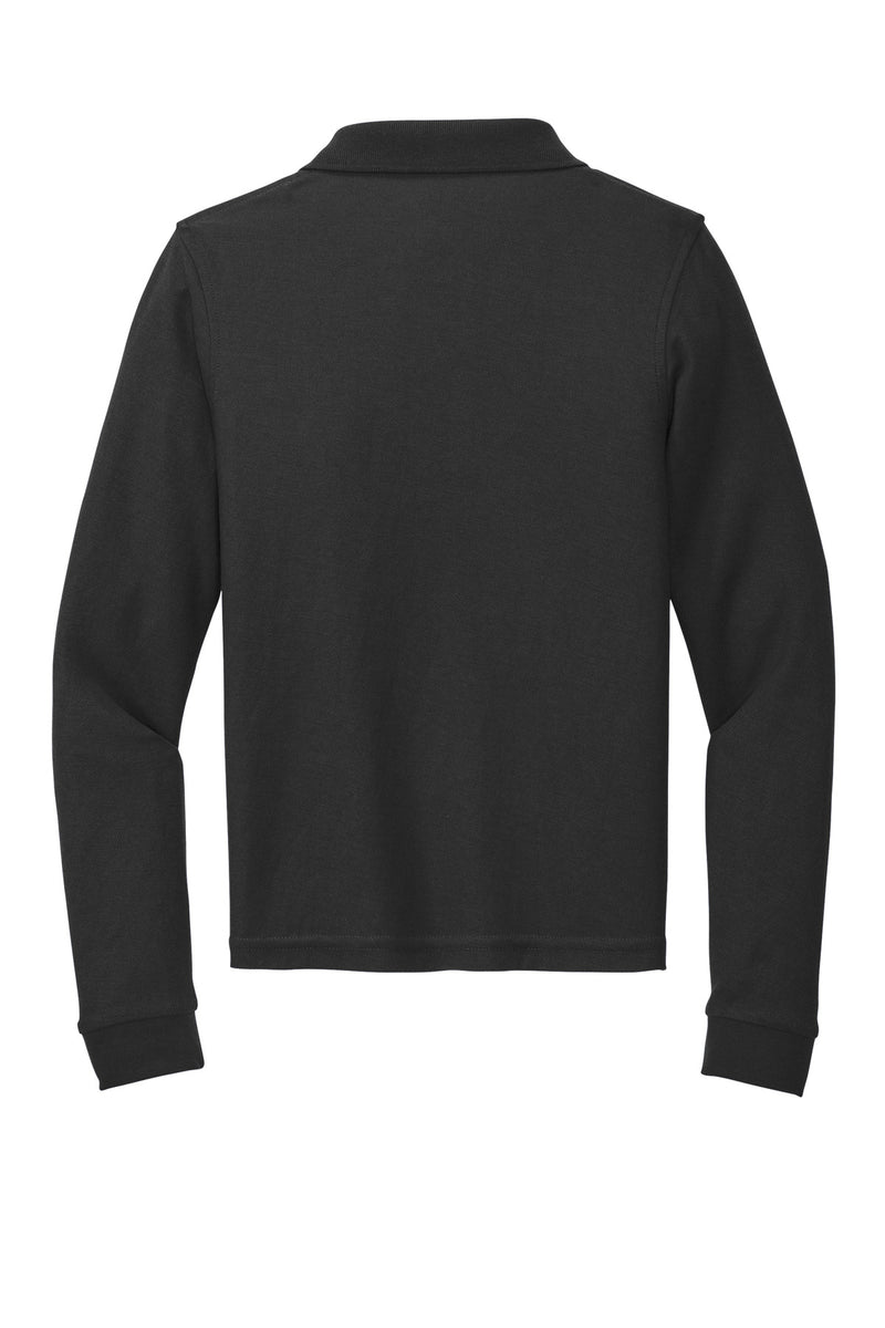 Port Authority Youth Long Sleeve Silk Touch Polo - Black