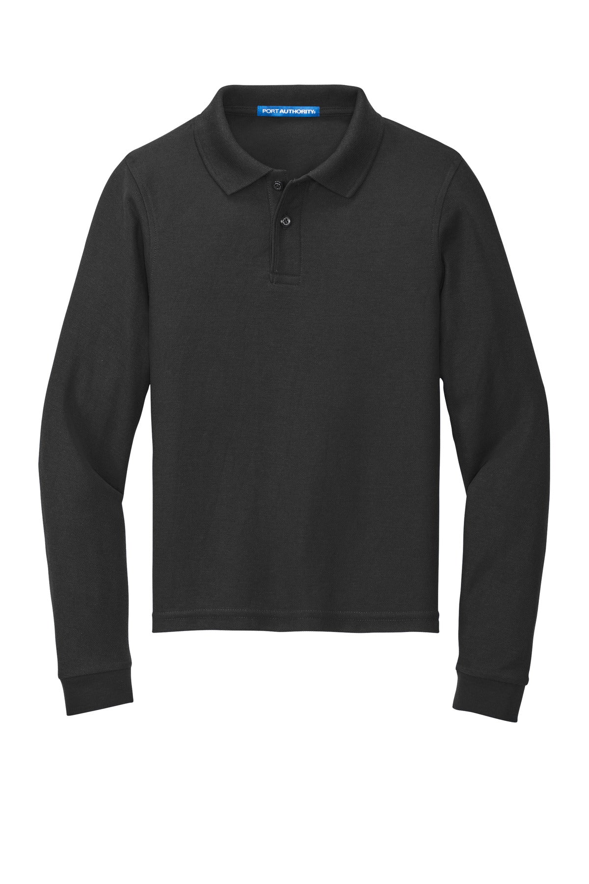 Port Authority Youth Long Sleeve Silk Touch Polo - Black