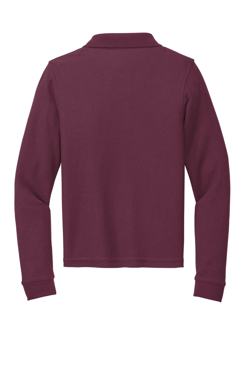 Port Authority Youth Long Sleeve Silk Touch Polo - Burgundy