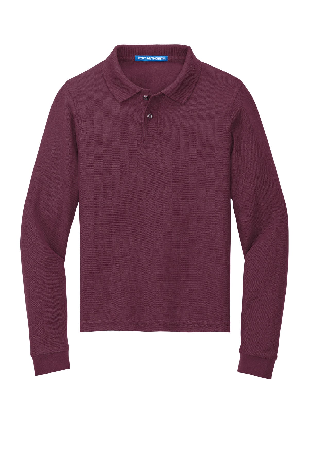Port Authority Youth Long Sleeve Silk Touch Polo - Burgundy