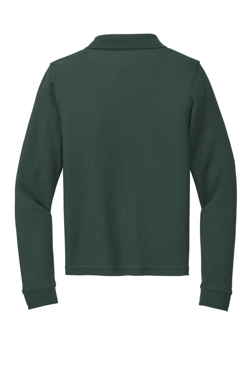Port Authority Youth Long Sleeve Silk Touch Polo - Dark Green