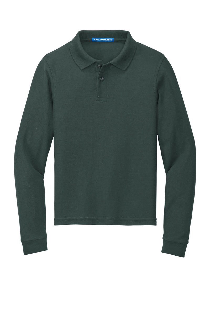 Port Authority Youth Long Sleeve Silk Touch Polo - Dark Green
