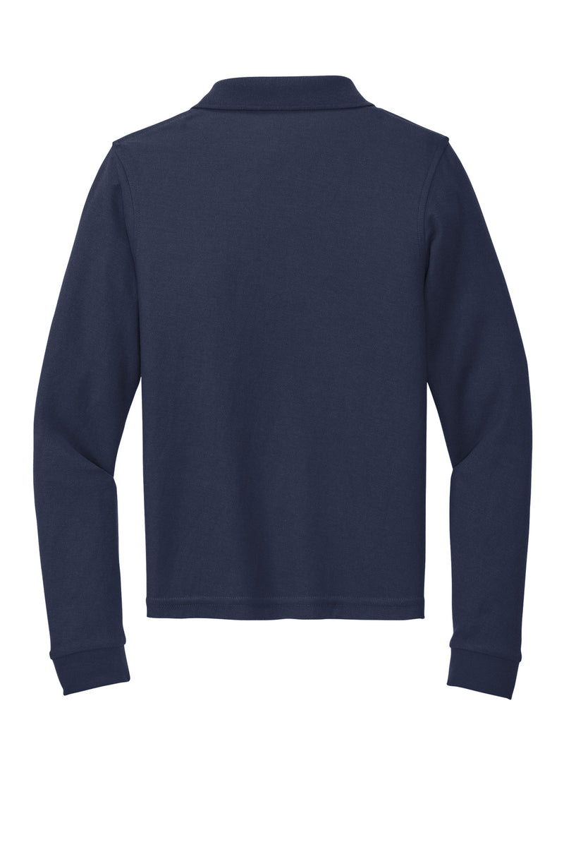 Port Authority Youth Long Sleeve Silk Touch Polo - Navy