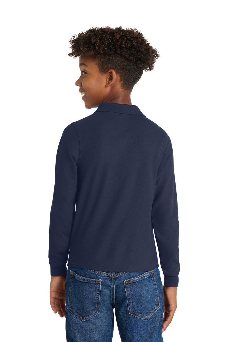Port Authority Youth Long Sleeve Silk Touch Polo - Navy