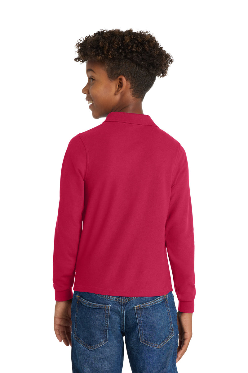 Port Authority Youth Long Sleeve Silk Touch Polo - Red