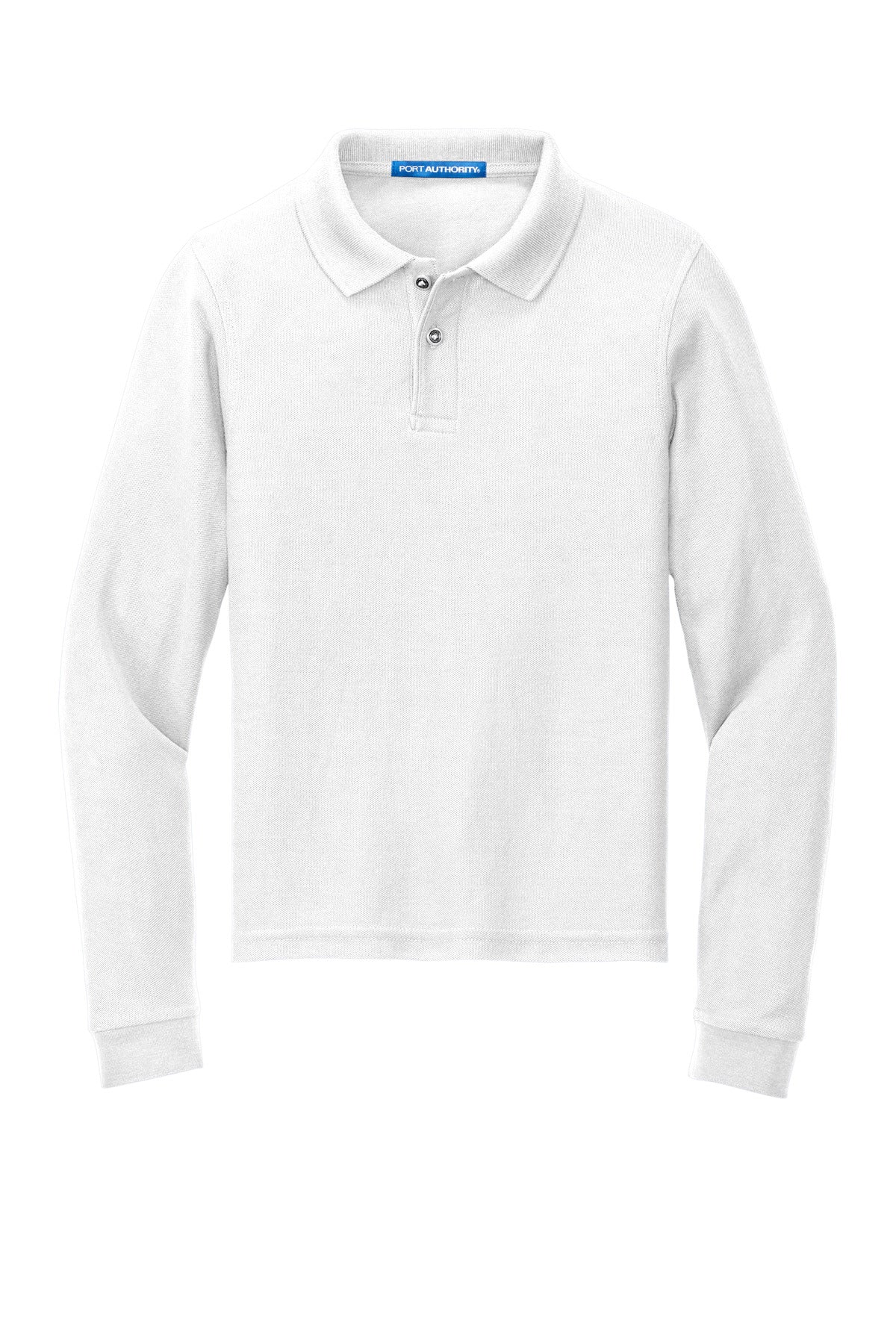 Port Authority Youth Long Sleeve Silk Touch Polo - White