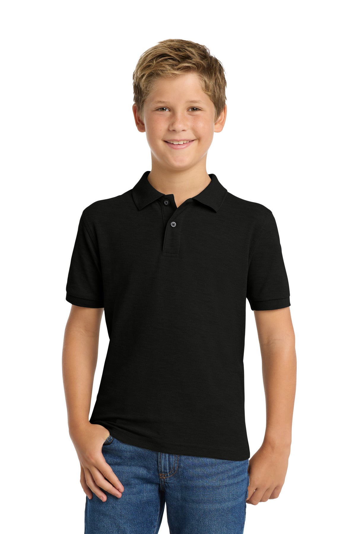Port Authority Youth Silk Touch Polo - Black