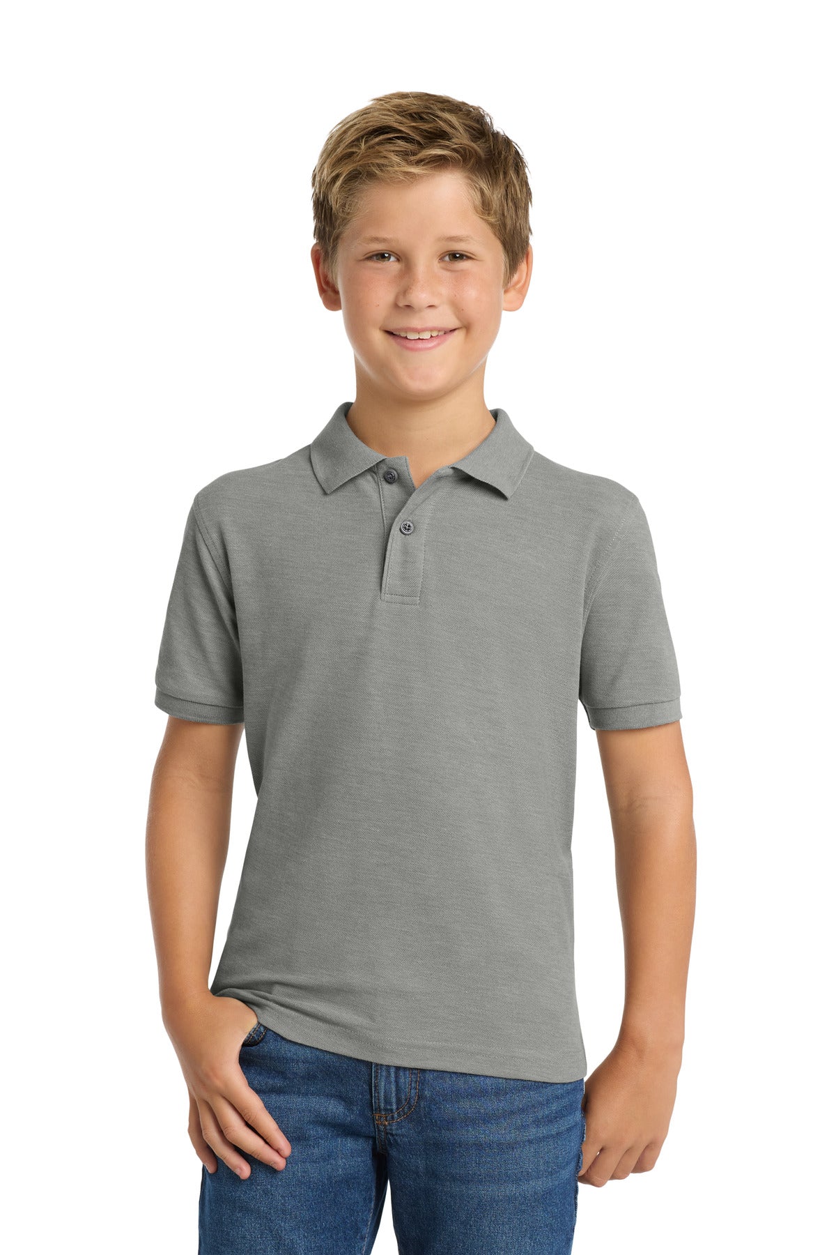 Port Authority Youth Silk Touch Polo - Cool Grey