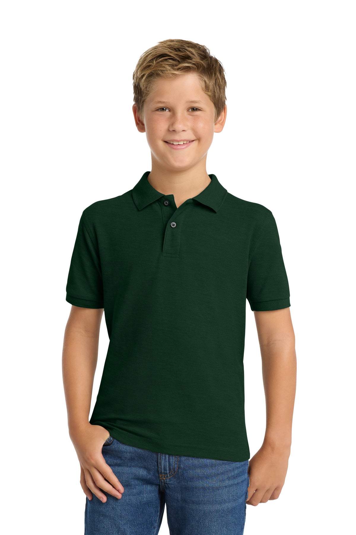 Port Authority Youth Silk Touch Polo - Dark Green