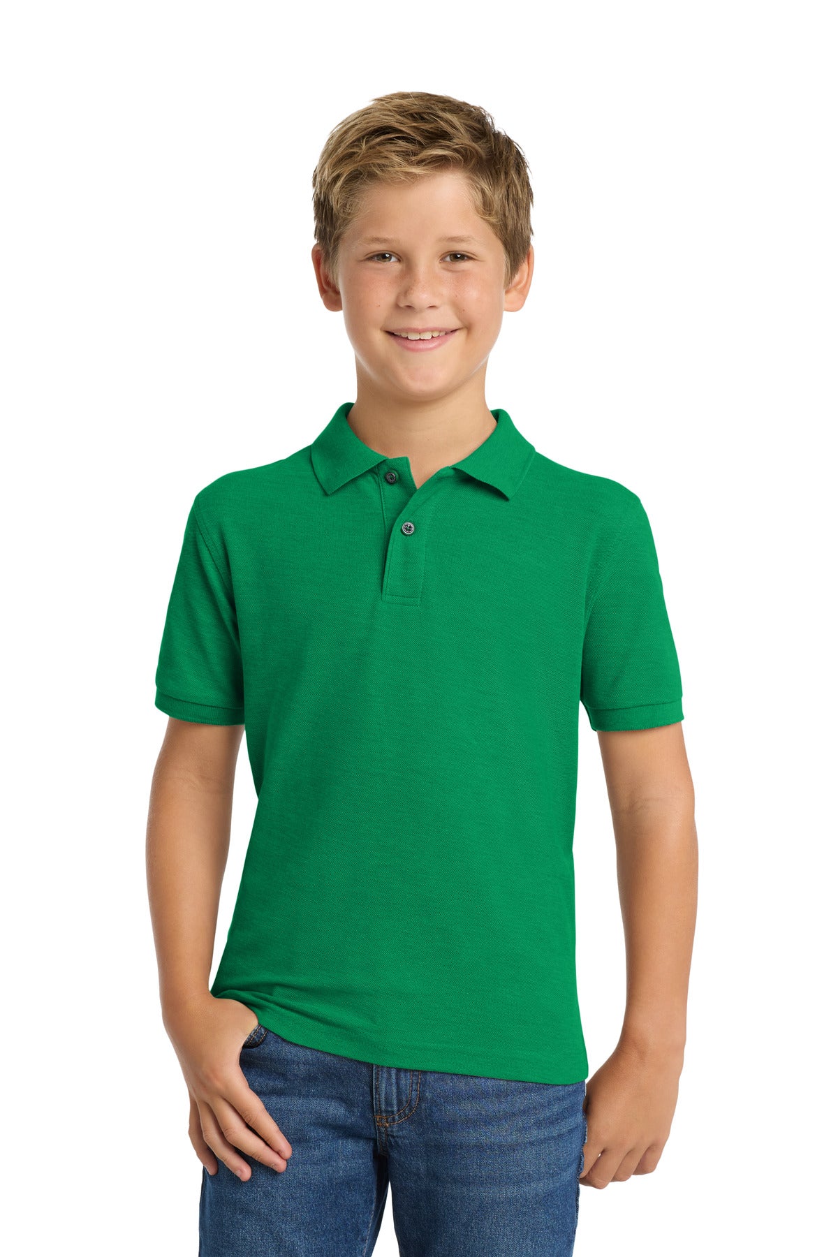 Port Authority Youth Silk Touch Polo - Kelly Green