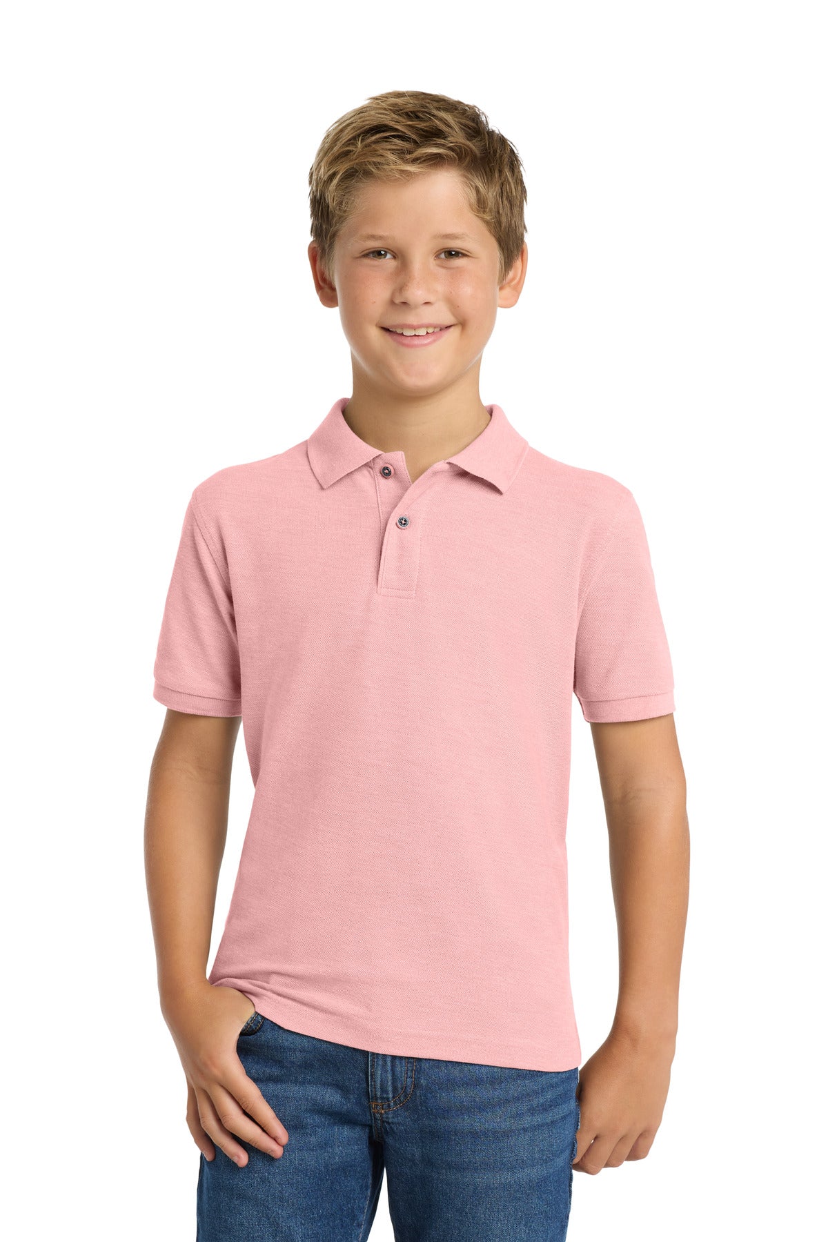 Port Authority Youth Silk Touch Polo - Light Pink