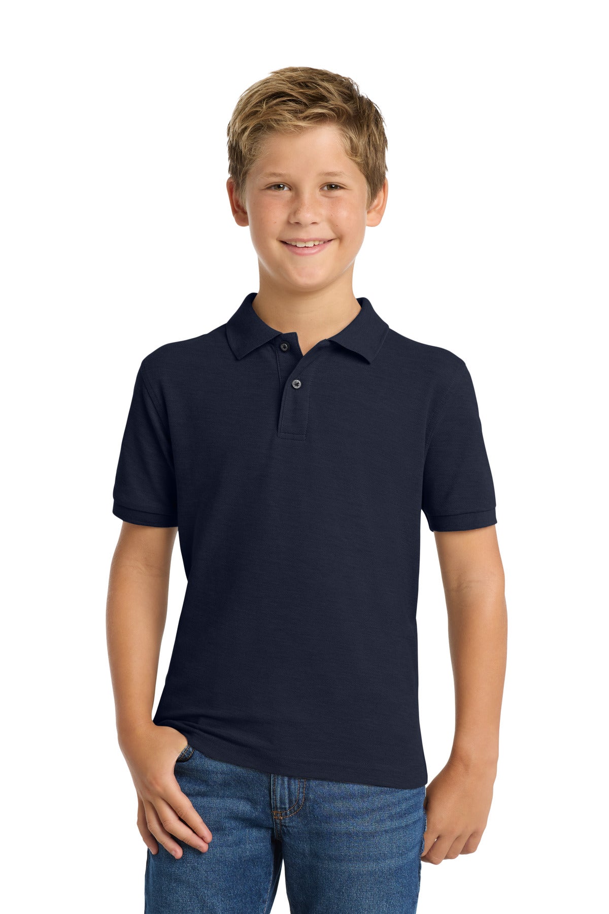 Port Authority Youth Silk Touch Polo - Navy