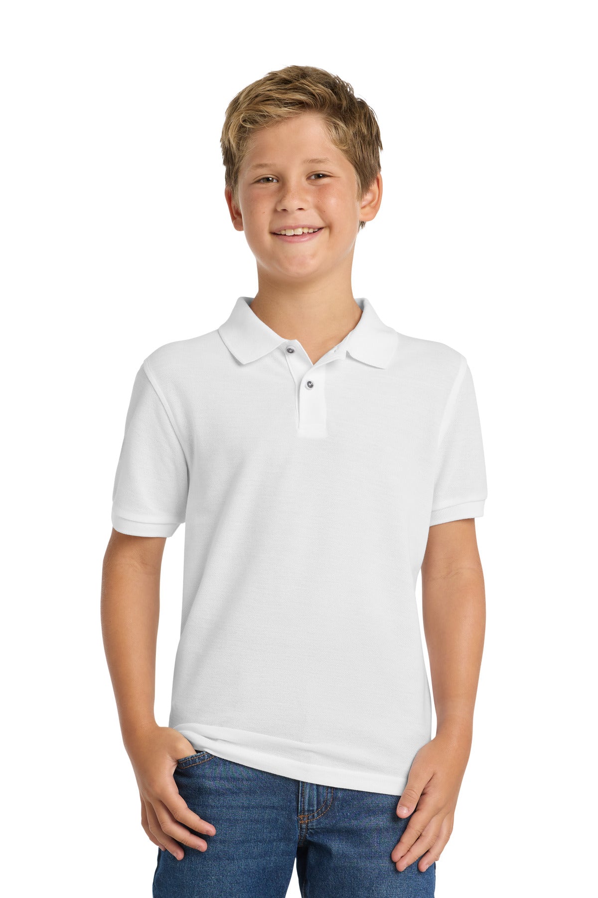 Port Authority Youth Silk Touch Polo - White