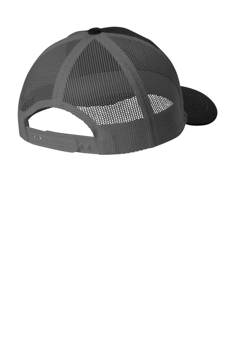 Port Authority Youth Snapback Trucker Cap - Black/ Grey Steel
