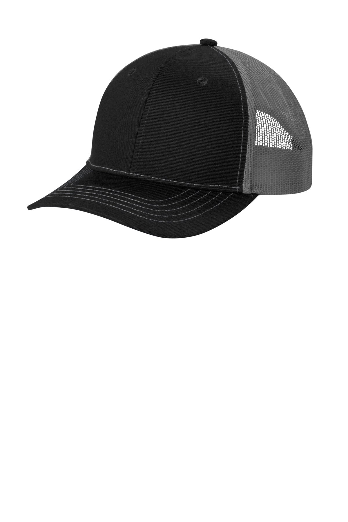 Port Authority Youth Snapback Trucker Cap - Black/ Grey Steel
