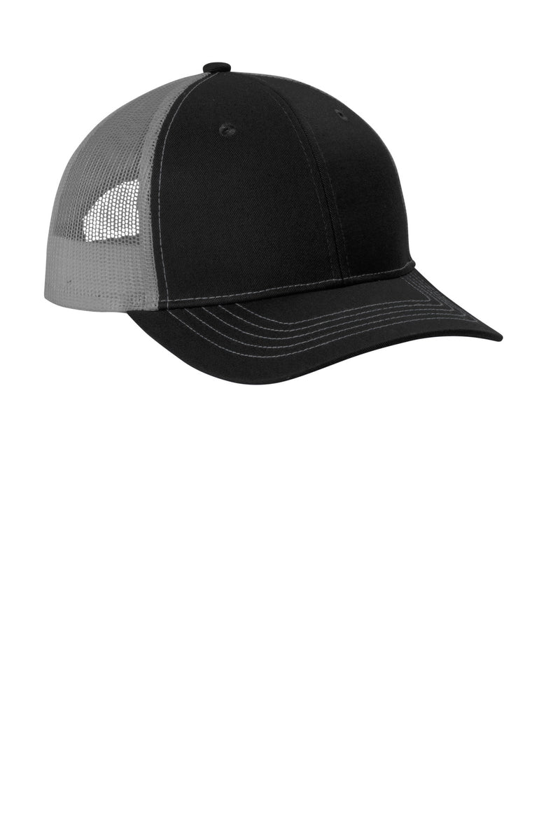 Port Authority Youth Snapback Trucker Cap - Black/ Grey Steel