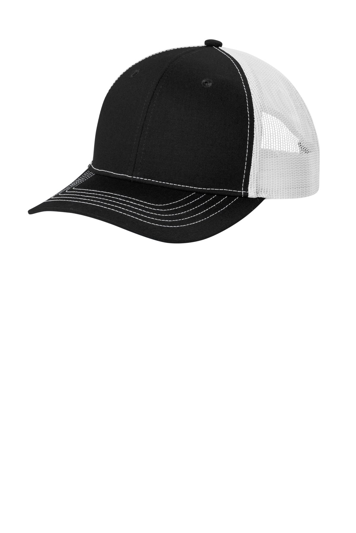 Port Authority Youth Snapback Trucker Cap - Black/ White