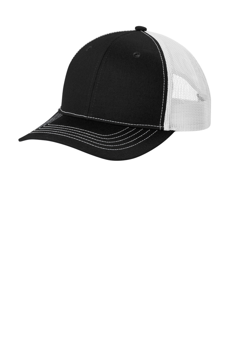 Port Authority Youth Snapback Trucker Cap - Black/ White