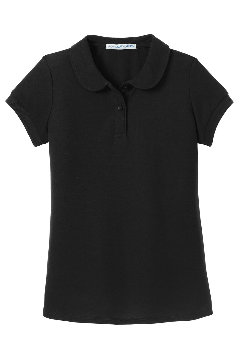 Port Authority Girls Silk Touch Peter Pan Collar Polo - Black