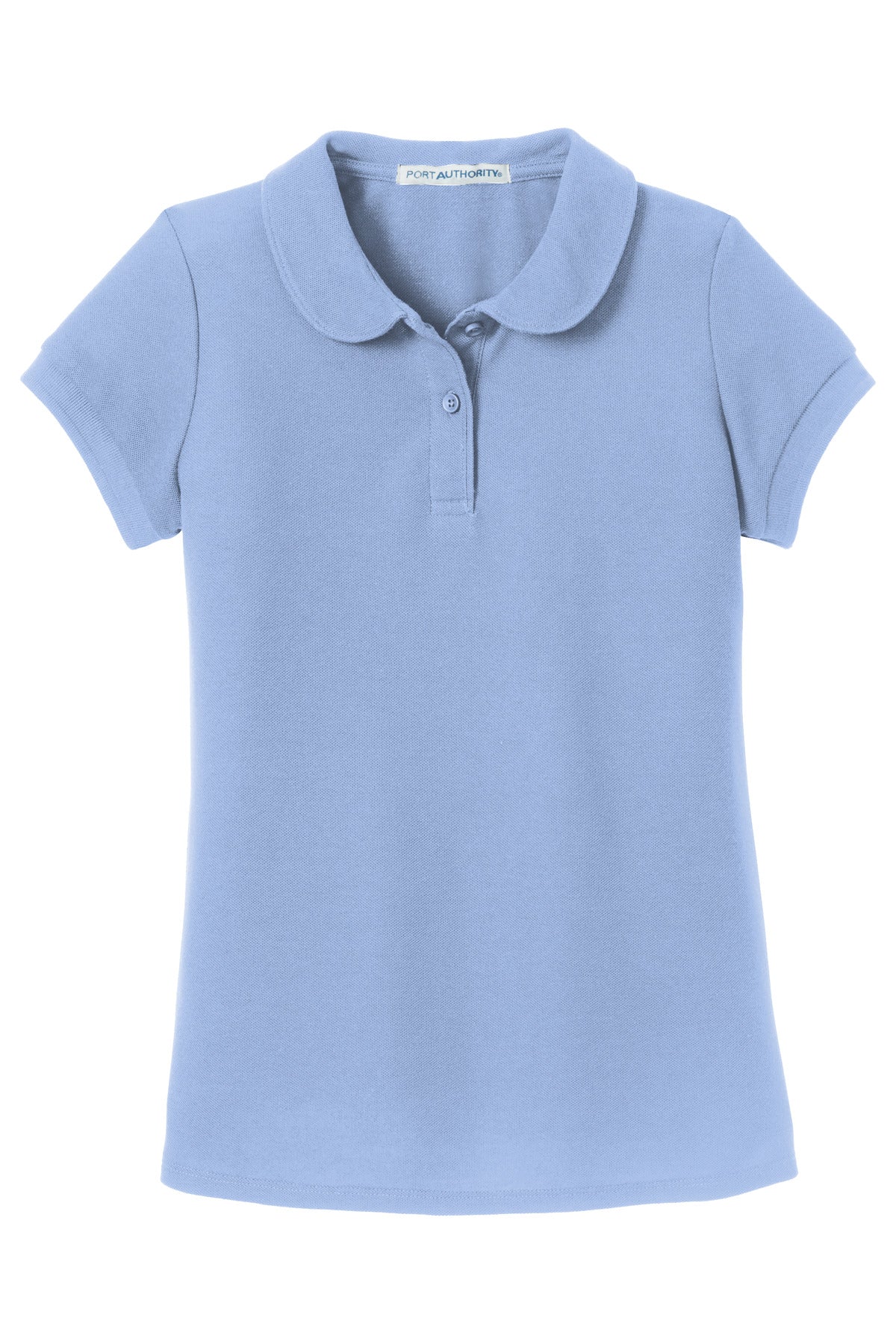 Port Authority Girls Silk Touch Peter Pan Collar Polo - Light Blue
