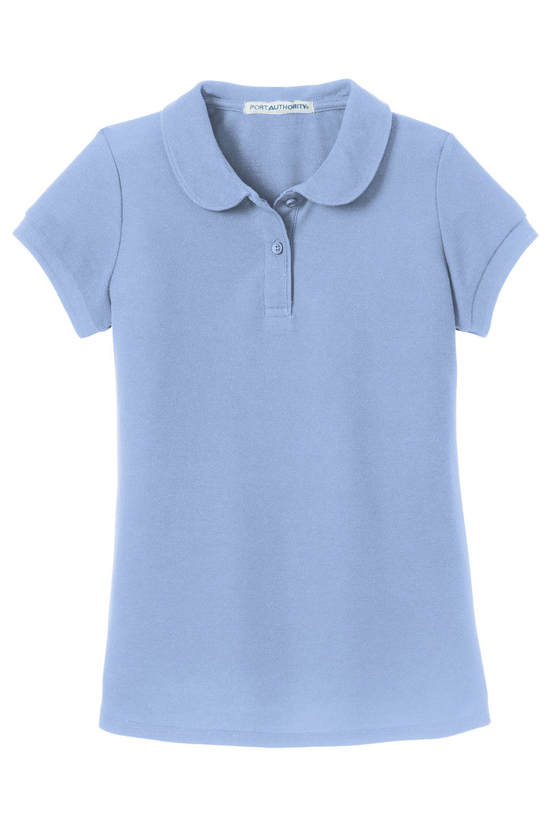 Port Authority Girls Silk Touch Peter Pan Collar Polo - Light Blue