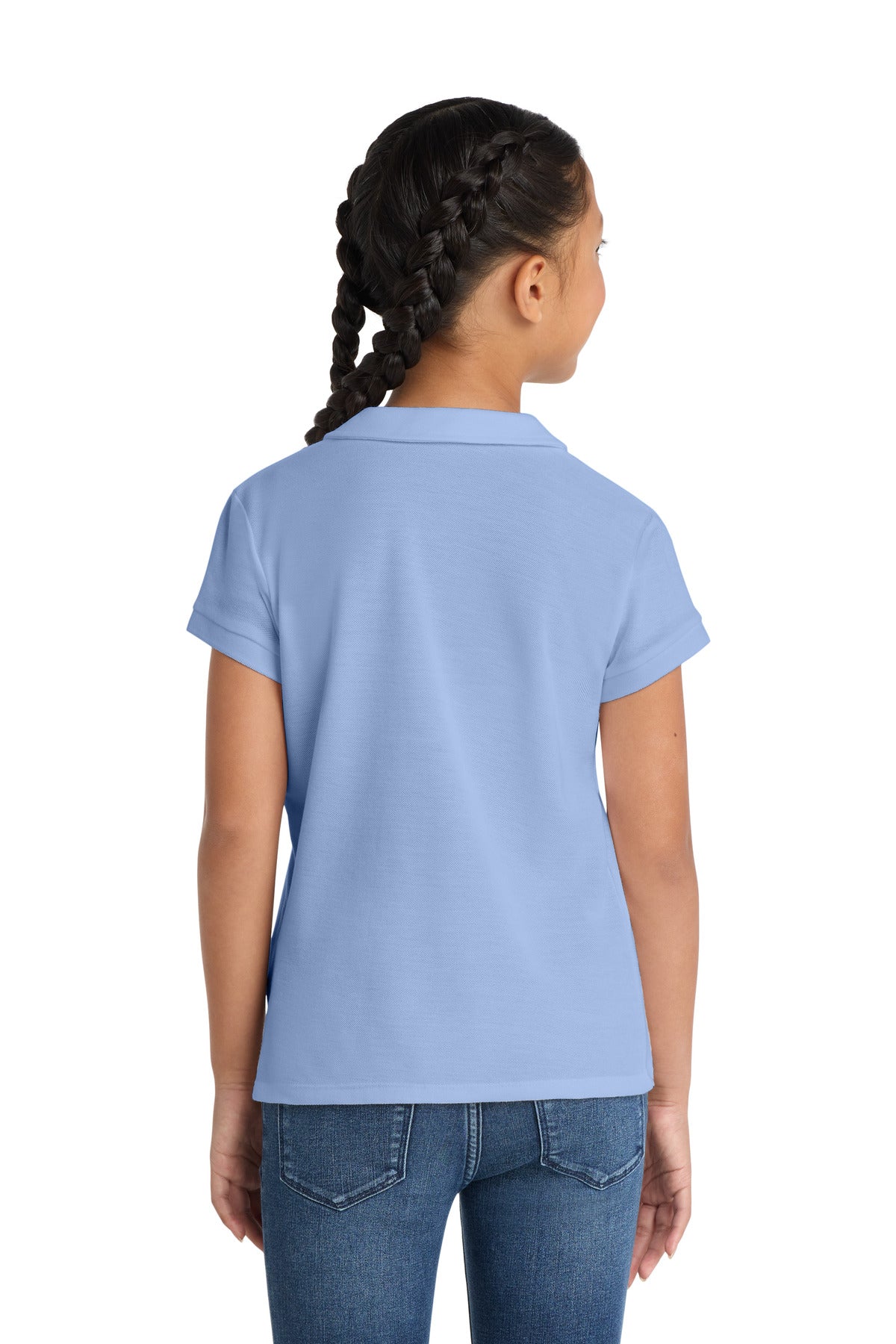 Port Authority Girls Silk Touch Peter Pan Collar Polo - Light Blue