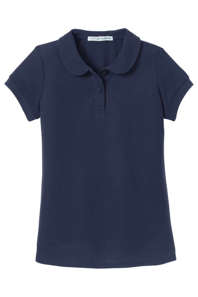 Port Authority Girls Silk Touch Peter Pan Collar Polo - Navy