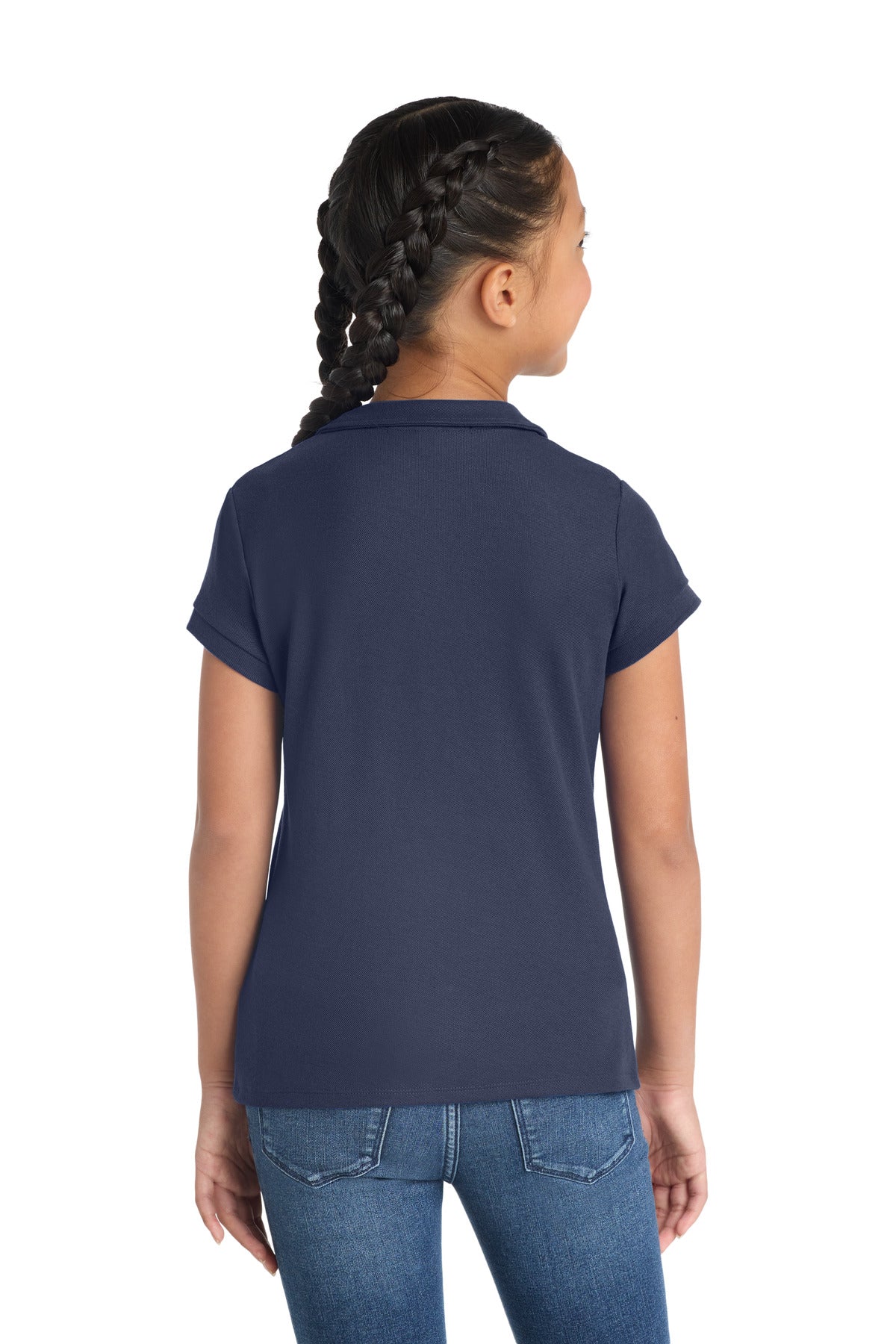 Port Authority Girls Silk Touch Peter Pan Collar Polo - Navy