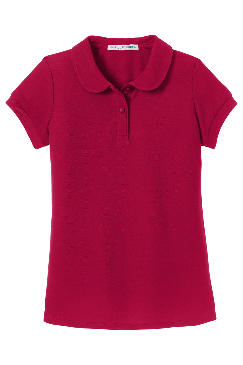 Port Authority Girls Silk Touch Peter Pan Collar Polo - Red
