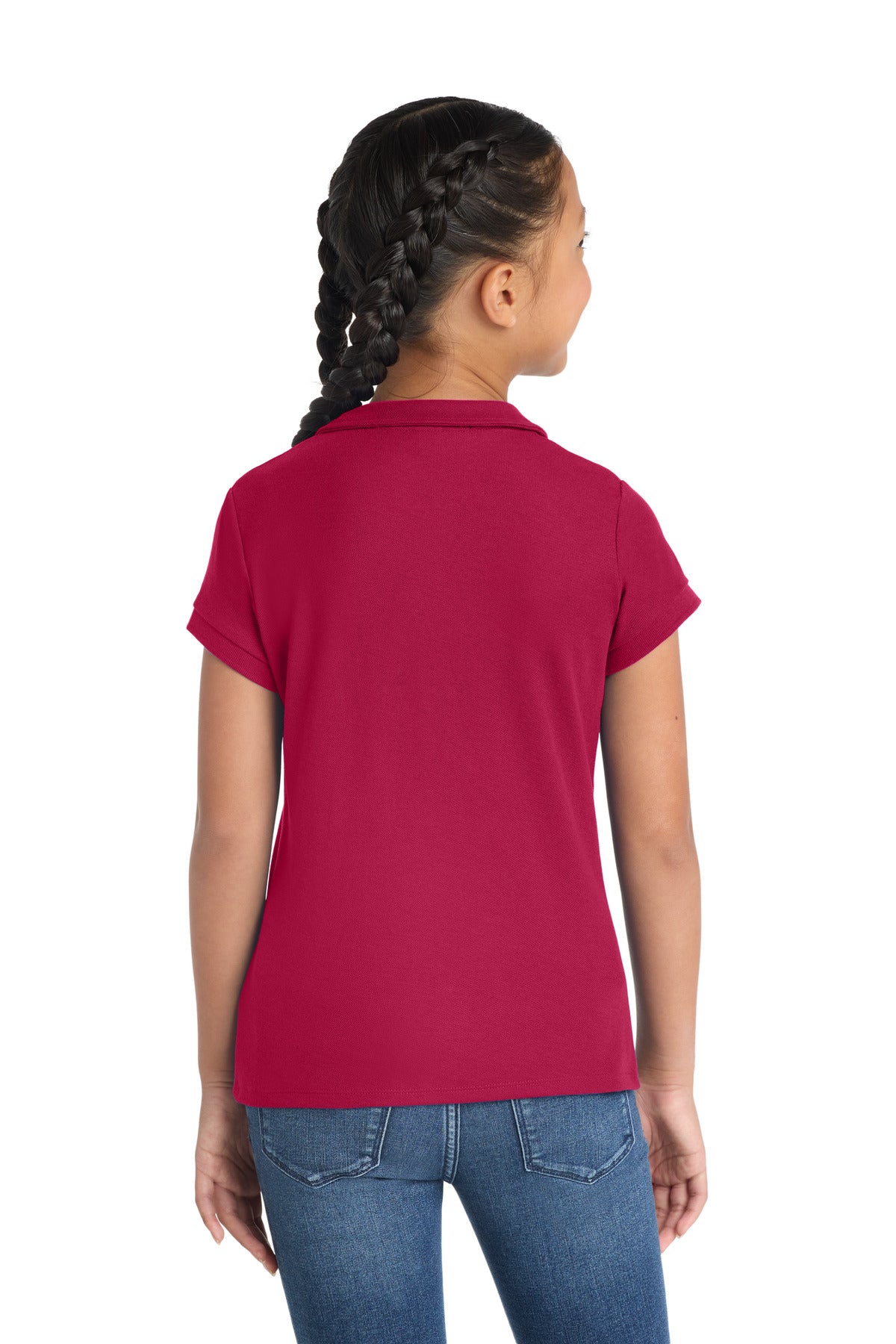 Port Authority Girls Silk Touch Peter Pan Collar Polo - Red