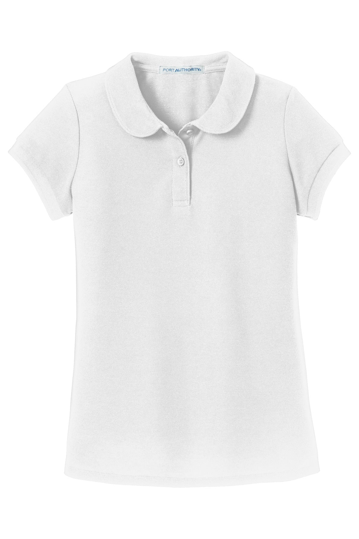 Port Authority Girls Silk Touch Peter Pan Collar Polo - White