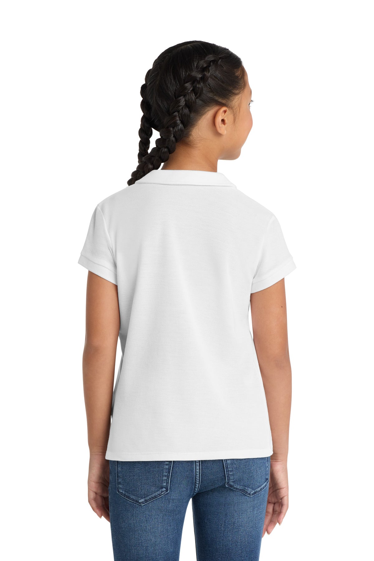 Port Authority Girls Silk Touch Peter Pan Collar Polo - White