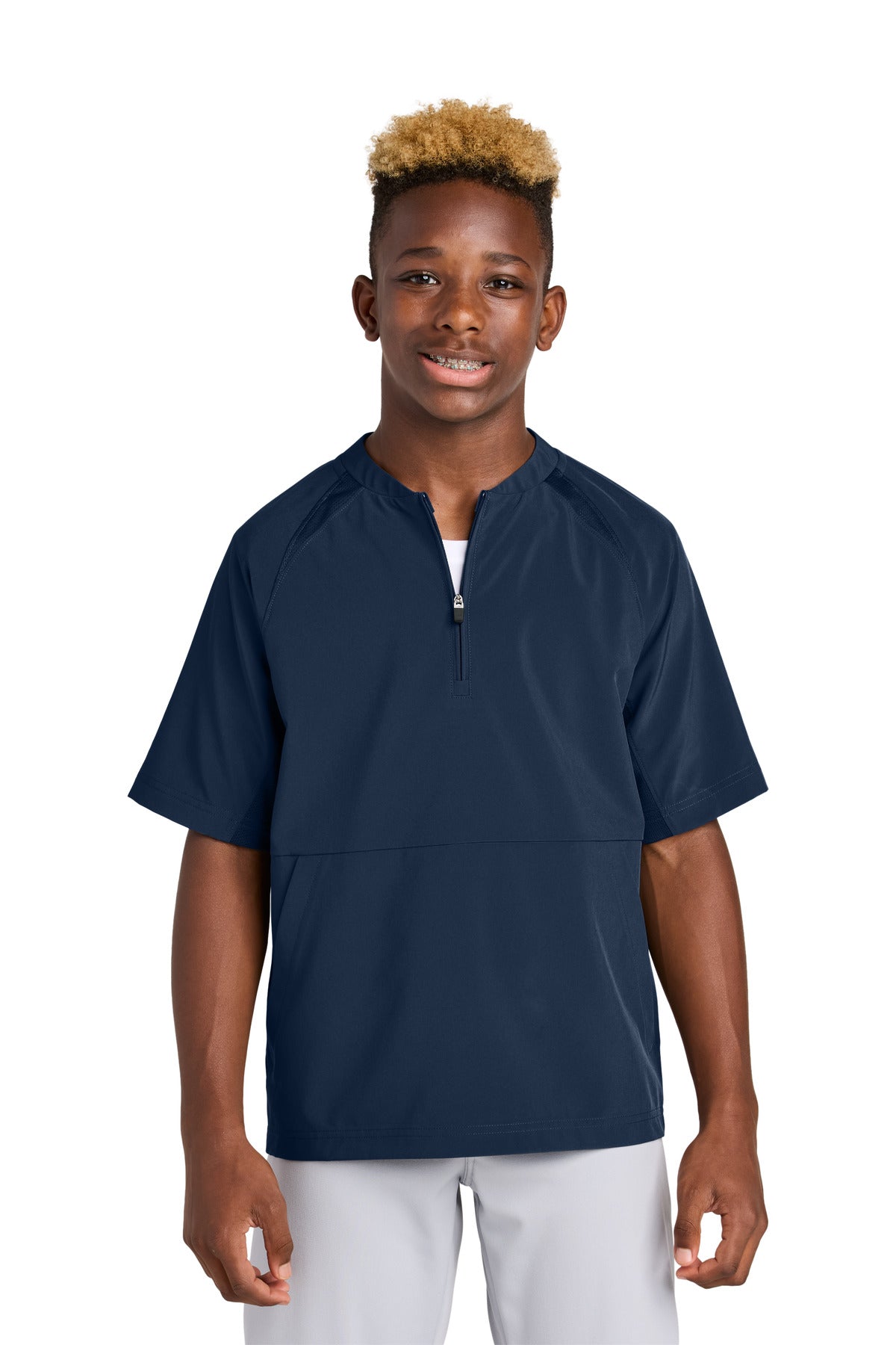 Sport-Tek Youth Repeat 1/2-Zip Short Sleeve Jacket - True Navy