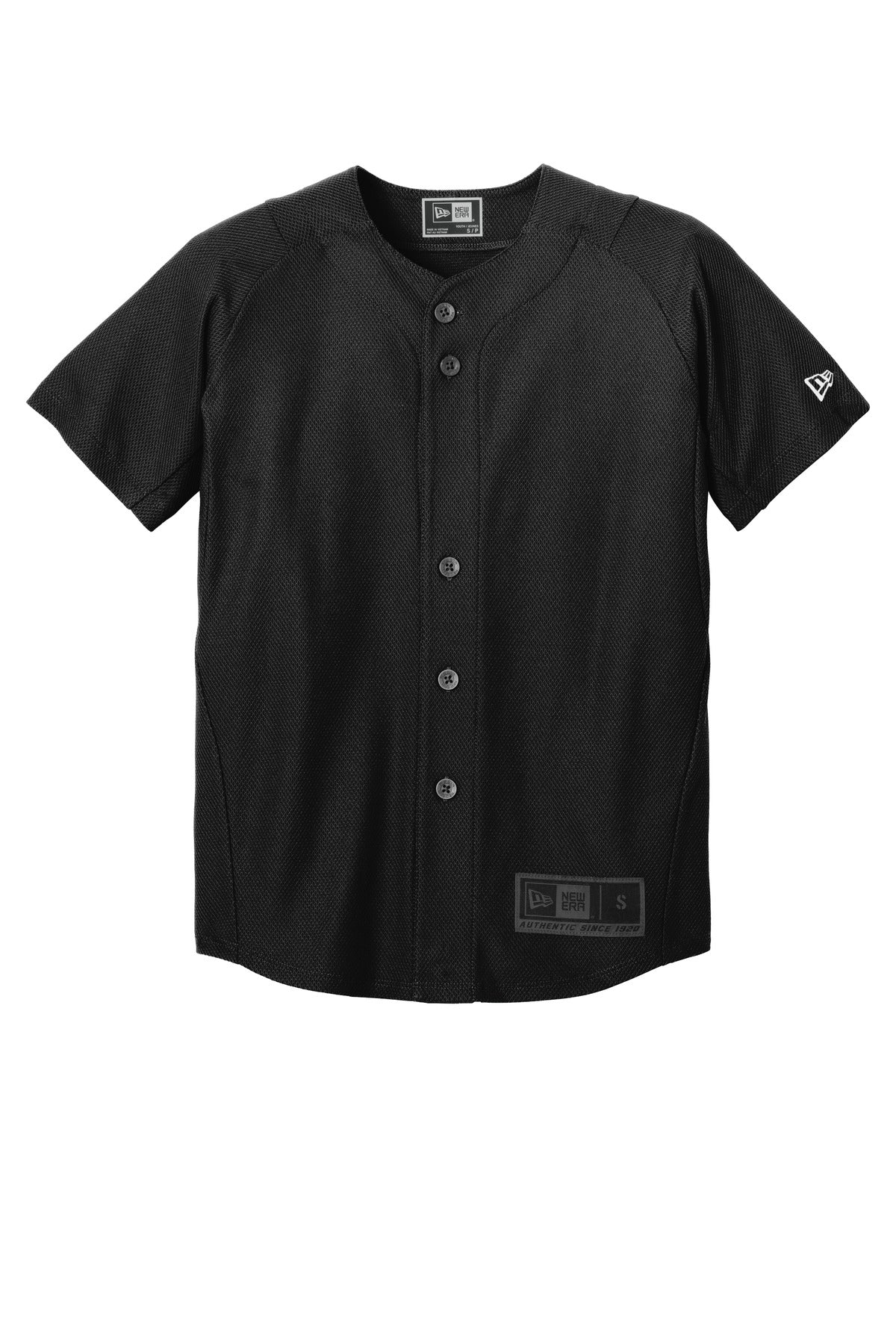 New Era  Youth Diamond Era Full-Button Jersey - Black