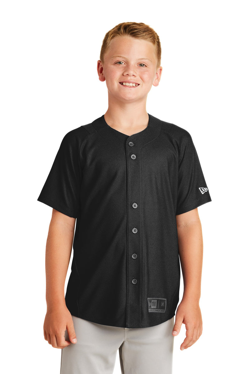 New Era  Youth Diamond Era Full-Button Jersey - Black