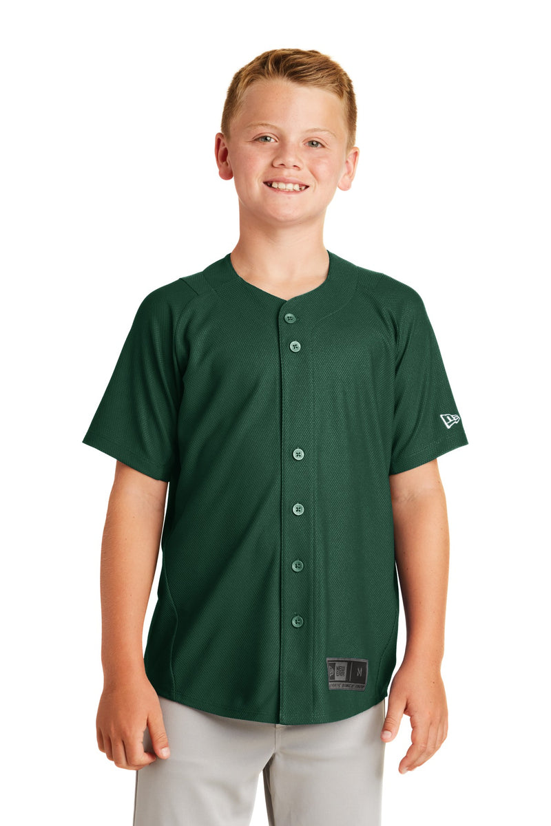 New Era  Youth Diamond Era Full-Button Jersey - Dark Green