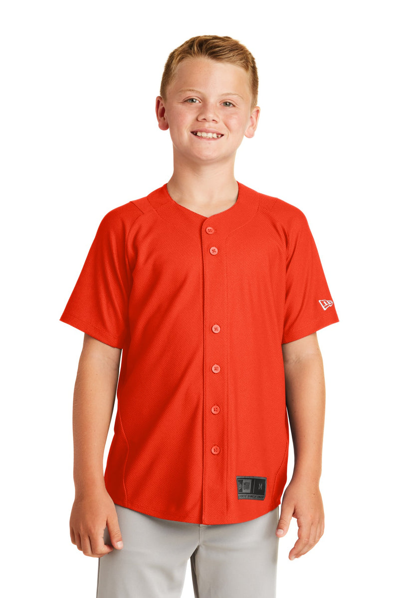 New Era  Youth Diamond Era Full-Button Jersey - Deep Orange