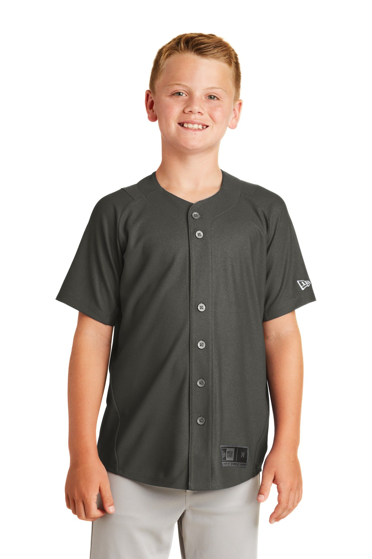 New Era  Youth Diamond Era Full-Button Jersey - Graphite