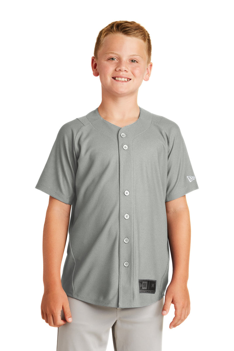 New Era  Youth Diamond Era Full-Button Jersey - Grey