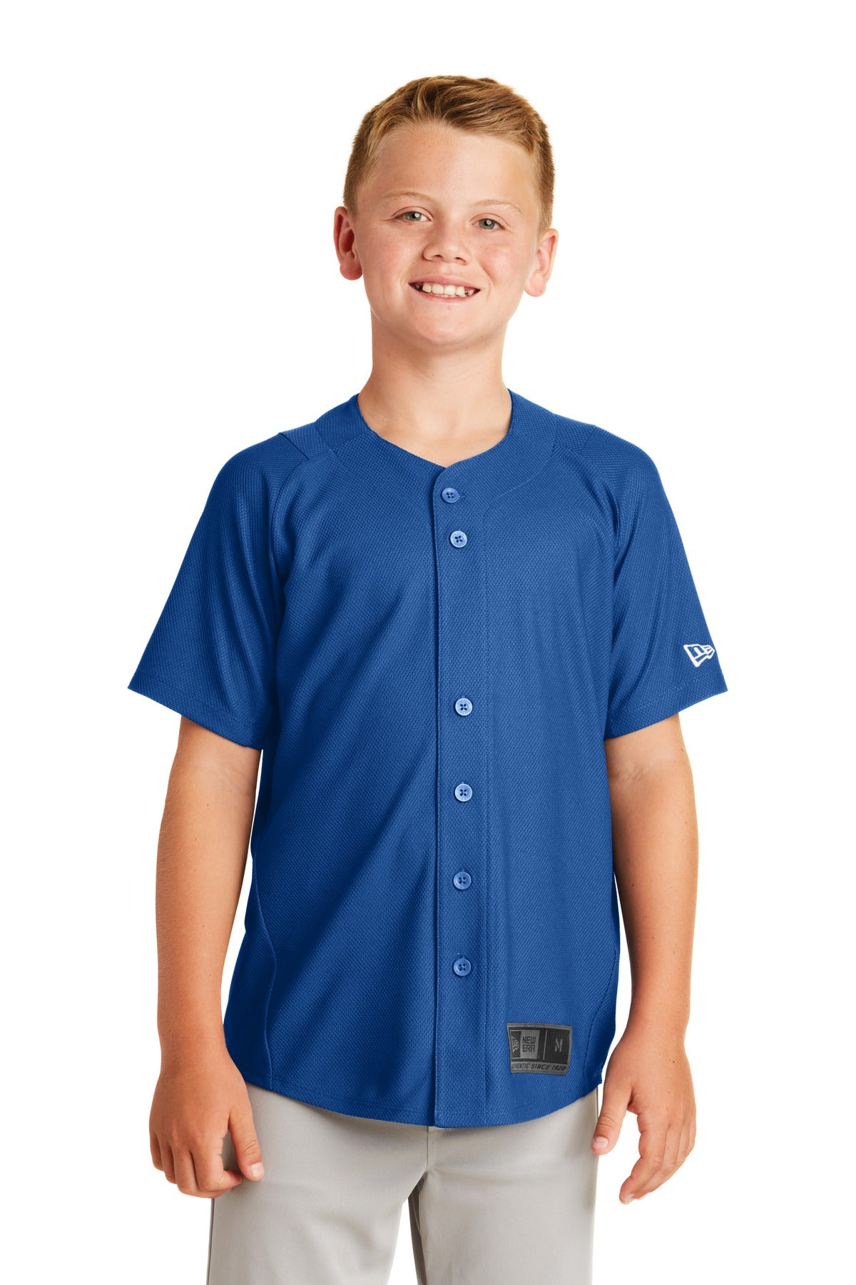 New Era  Youth Diamond Era Full-Button Jersey - Royal