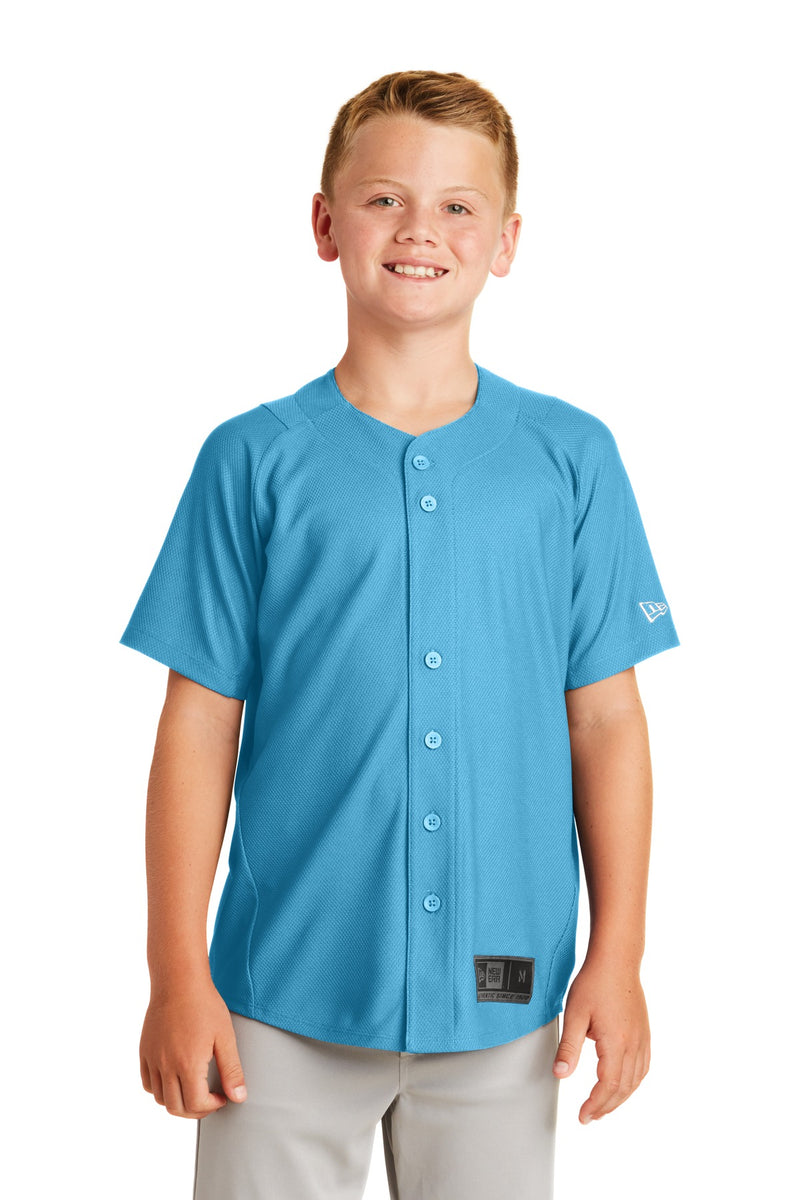 New Era  Youth Diamond Era Full-Button Jersey - Sky Blue